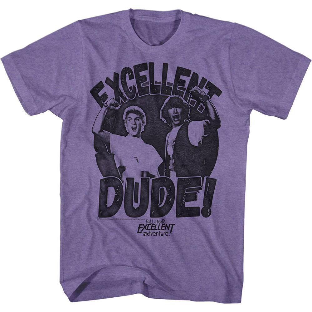 Bill And Ted Excellent Dude Retro Purple Heather Adult T Shirt